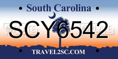 SCY6542 South Carolina License Plate