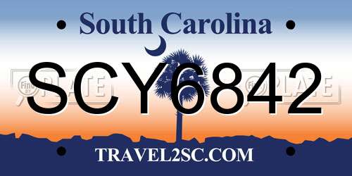 SCY6842 South Carolina License Plate
