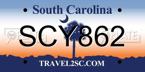 SCY862 South Carolina License Plate