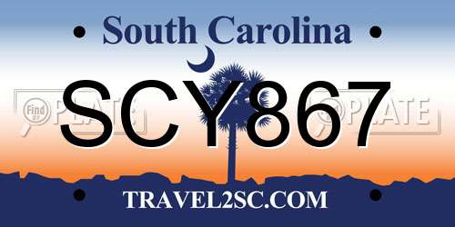 SCY867 South Carolina License Plate