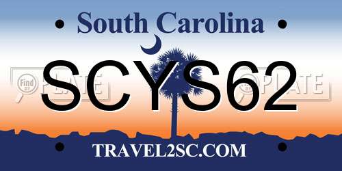 SCYS62 South Carolina License Plate