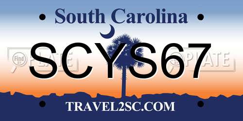 SCYS67 South Carolina License Plate