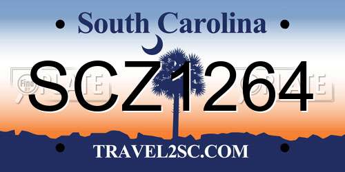 SCZ1264 South Carolina License Plate