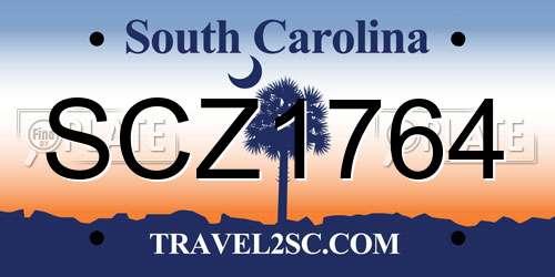 SCZ1764 South Carolina License Plate