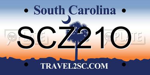 SCZ21O South Carolina License Plate