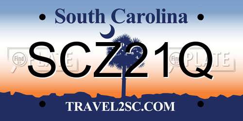 SCZ21Q South Carolina License Plate