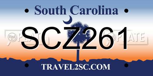 SCZ261 South Carolina License Plate