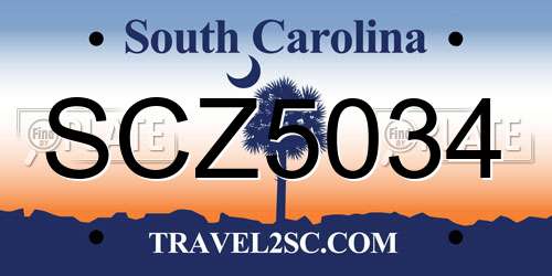 SCZ5034 South Carolina License Plate