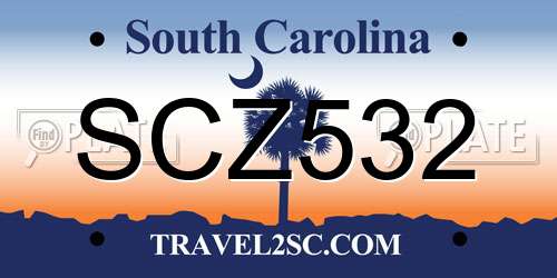 SCZ532 South Carolina License Plate