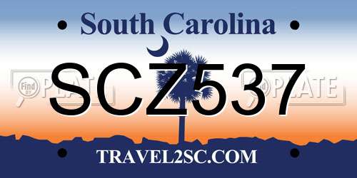 SCZ537 South Carolina License Plate