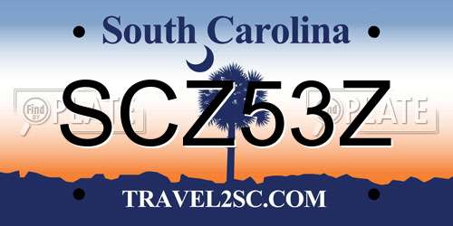 SCZ53Z South Carolina License Plate