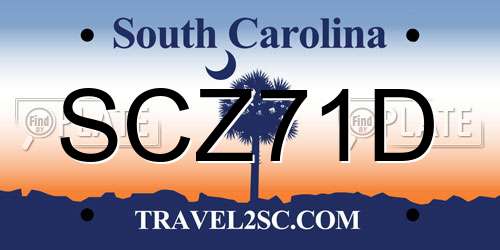 SCZ71D South Carolina License Plate