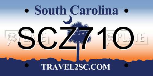 SCZ71O South Carolina License Plate