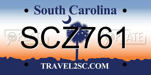 SCZ761 South Carolina License Plate