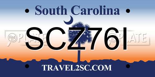 SCZ76I South Carolina License Plate
