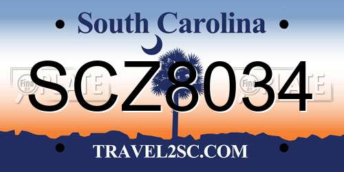 SCZ8034 South Carolina License Plate