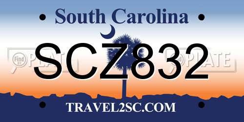 SCZ832 South Carolina License Plate