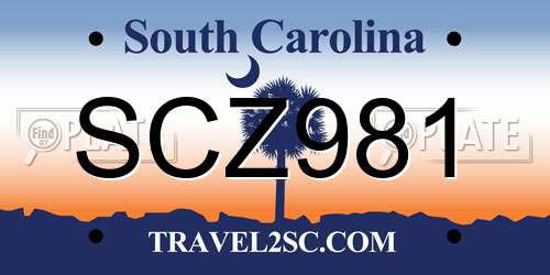 SCZ981 South Carolina License Plate