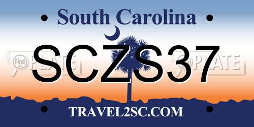 SCZS37 South Carolina License Plate