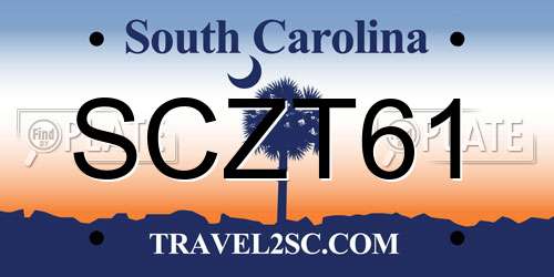 SCZT61 South Carolina License Plate