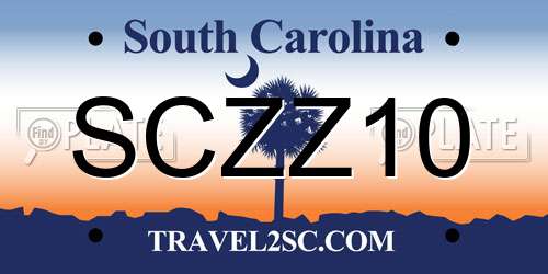 SCZZ10 South Carolina License Plate