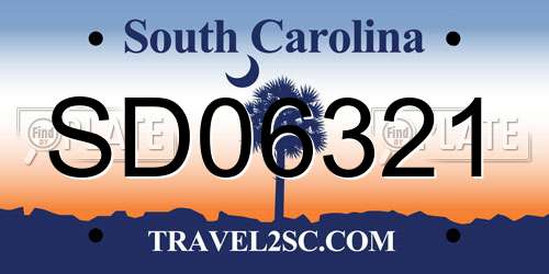 SD06321 South Carolina License Plate