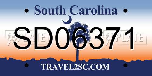 SD06371 South Carolina License Plate