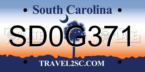 SD0G371 South Carolina License Plate