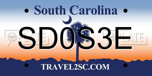 SD0S3E South Carolina License Plate