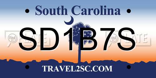 SD1B7S South Carolina License Plate