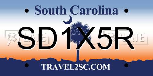 SD1X5R South Carolina License Plate