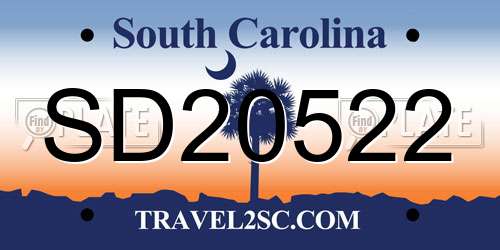 SD20522 South Carolina License Plate