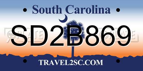 SD2B869 South Carolina License Plate