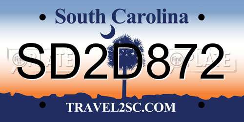 SD2D872 South Carolina License Plate