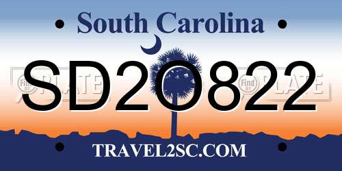 SD2O822 South Carolina License Plate