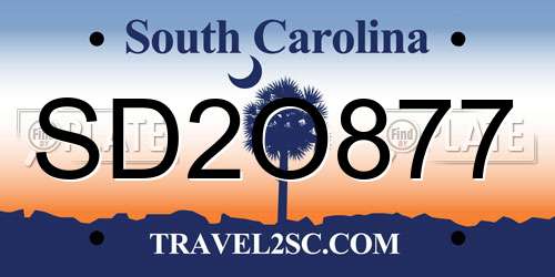 SD2O877 South Carolina License Plate