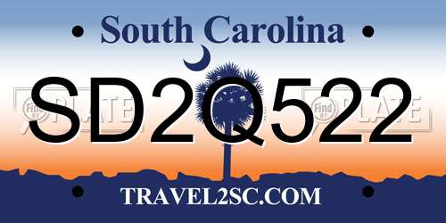 SD2Q522 South Carolina License Plate