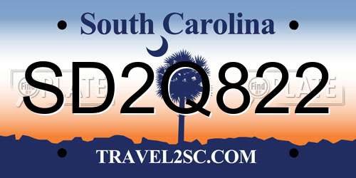 SD2Q822 South Carolina License Plate