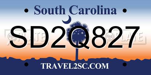 SD2Q827 South Carolina License Plate