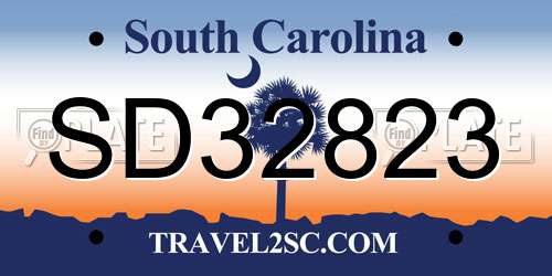 SD32823 South Carolina License Plate
