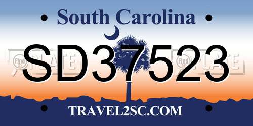 SD37523 South Carolina License Plate