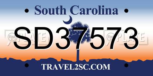 SD37573 South Carolina License Plate