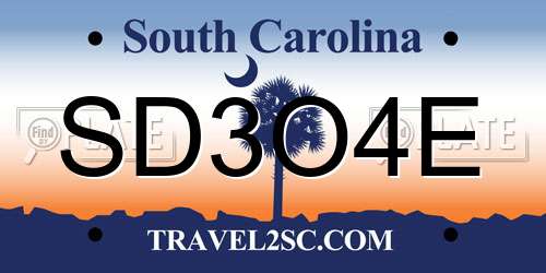 SD3O4E South Carolina License Plate