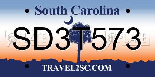 SD3T573 South Carolina License Plate