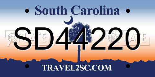 SD44220 South Carolina License Plate