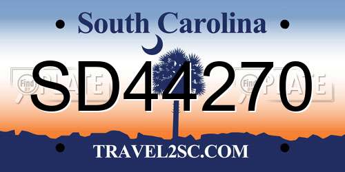 SD44270 South Carolina License Plate