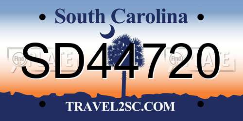 SD44720 South Carolina License Plate