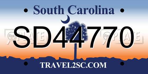 SD44770 South Carolina License Plate