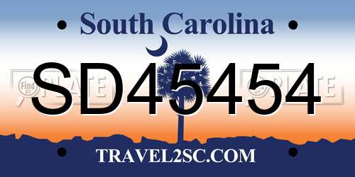 SD45454 South Carolina License Plate