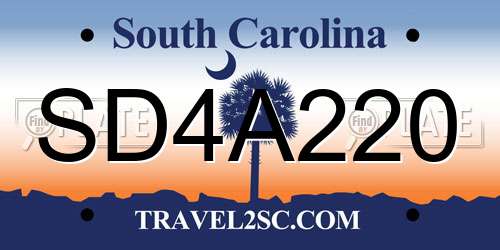 SD4A220 South Carolina License Plate